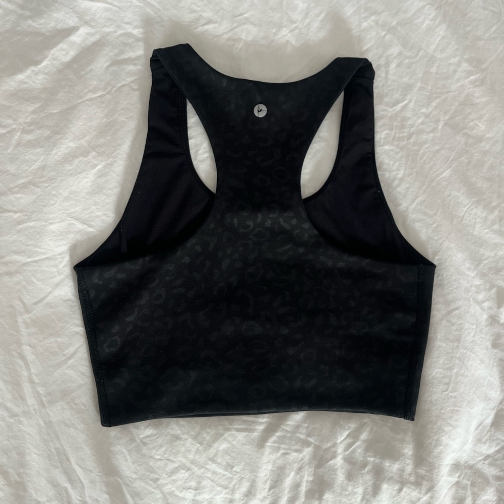 90 Degree by Reflex Wonerlink Black Leopard Print Racerback Sports Bra - Picture 9 of 13
